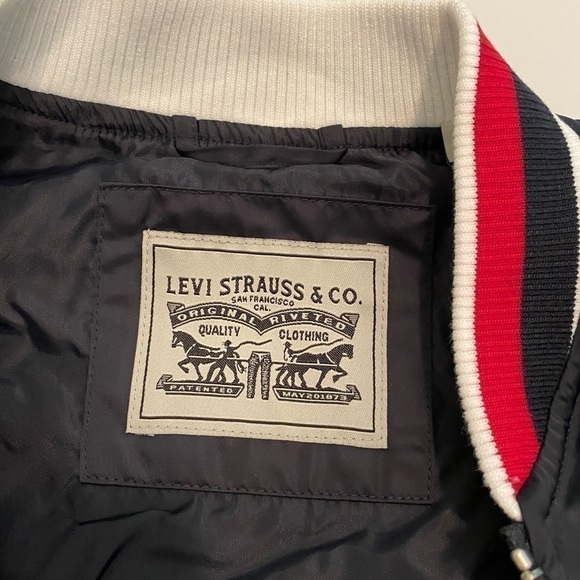 LEVI’S Colorblock Stripe Trim Bomber Jacket Large - Picture 4 of 9